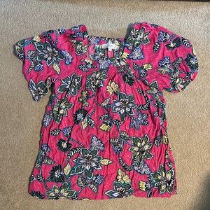 Floral Pink blouse top size XS LOFT